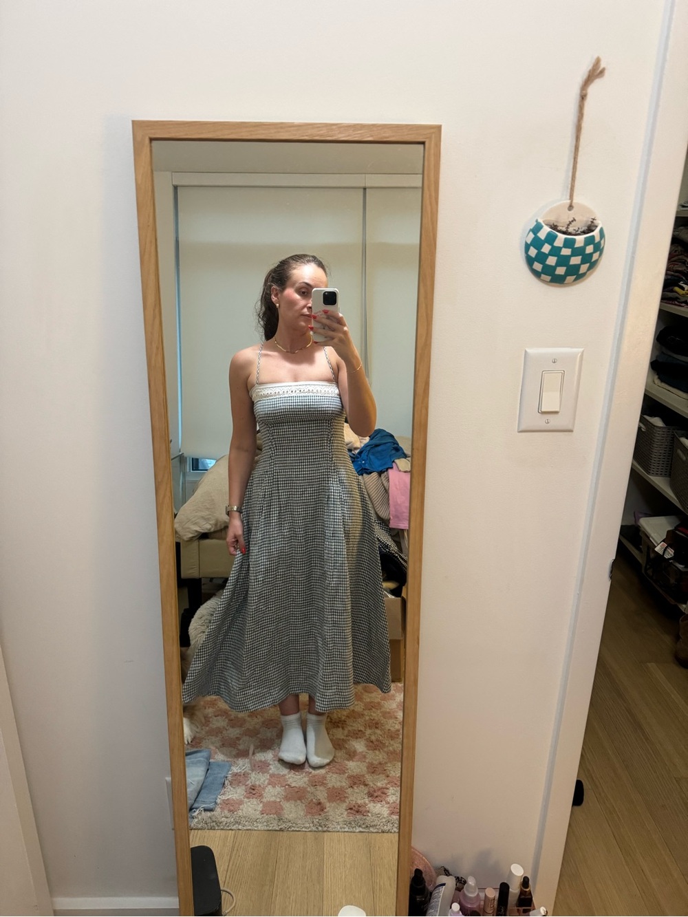 Reformation Pomona Linen gingham Midi Dress - Lightweight NWT - 4 - Picture 4 of 4